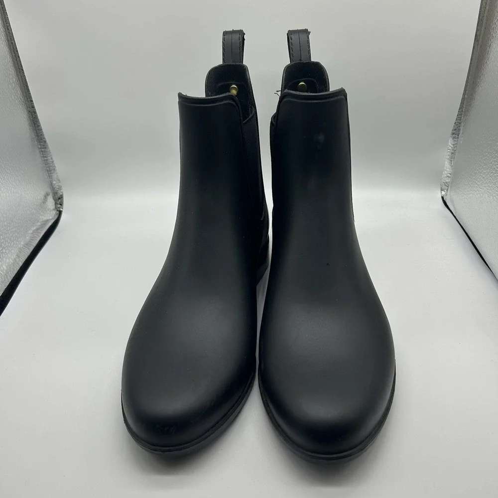 Sam Edelman Women's 7 Glossy Black Tinsley Chelsea Rain Boots Waterproof